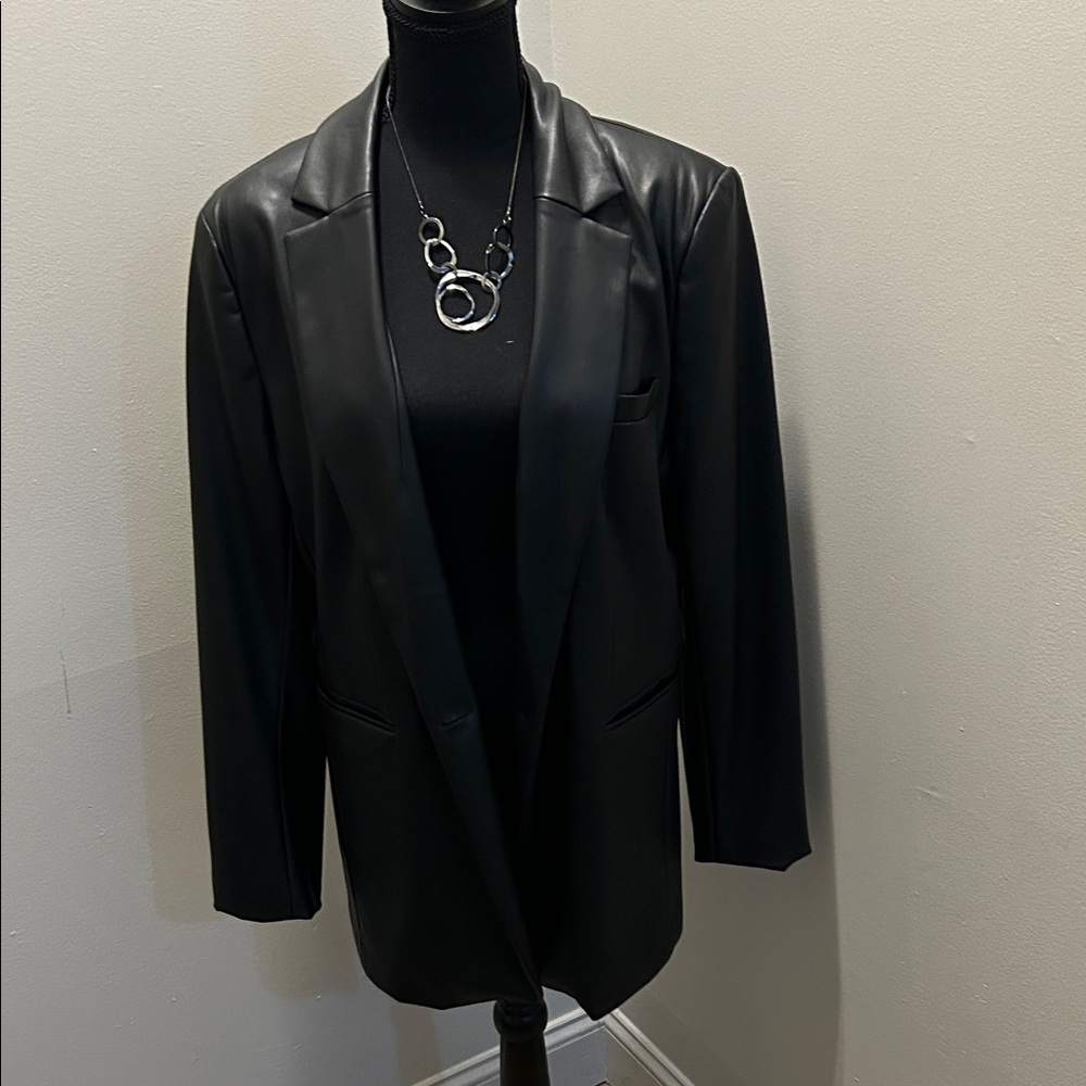 LOFT Black Women's imitation leather Blazer Jacket